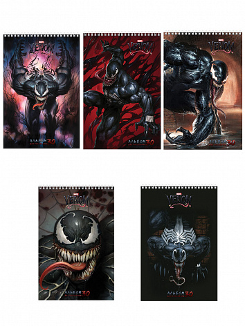 Альбом для рисования 30л А4 перфорация на отрыв на спирали серия  Venom Человек-паук ( MARVEL) в ассортименте